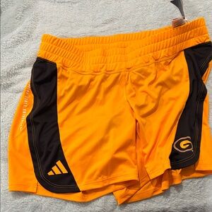Adidas Bright Orange and Black Sports Shorts